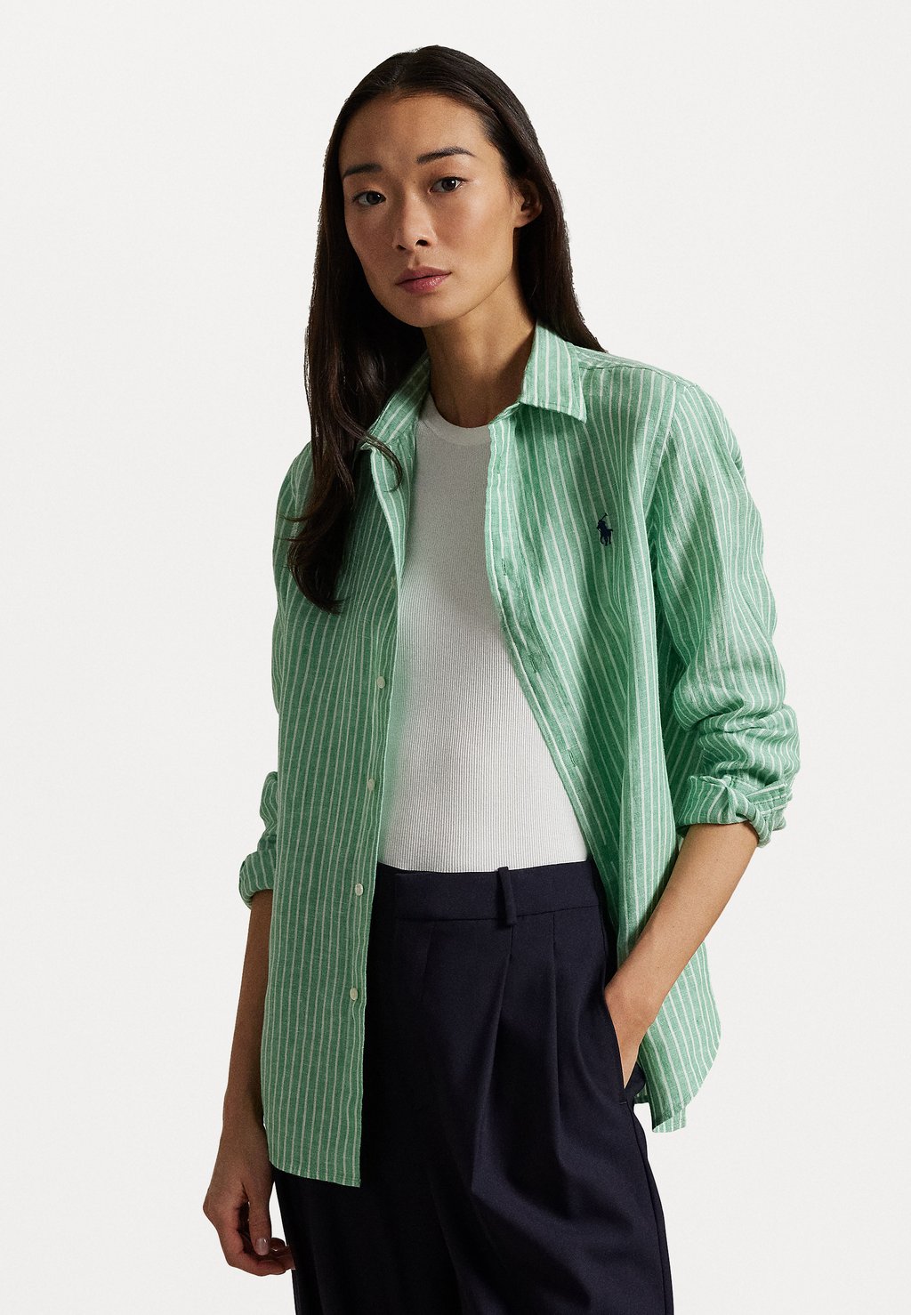 

Рубашка CLASSIC FIT STRIPED LINEN SHIRT Polo Ralph Lauren, зеленый