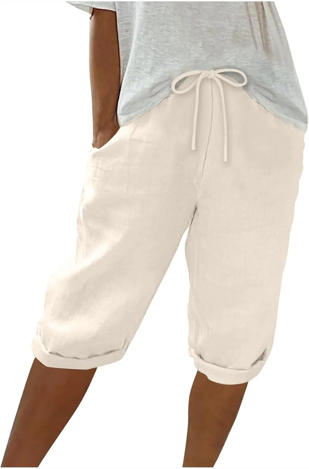 

Женские льняные шорты Bermuda с карманом