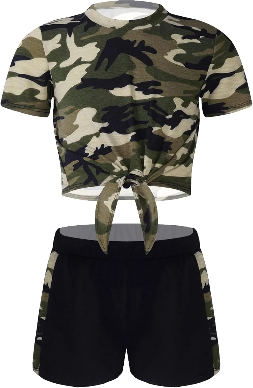 Детский спортивный костюм с топом и шортами Moggemol, 2 предмета, Green Camouflage