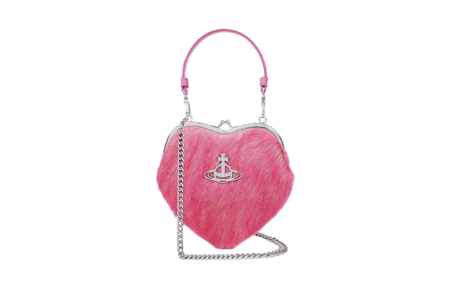 Сумка Vivienne Westwood в форме сердца из телячьей кожи, Розовый портативный кошелек для женщин — фото 2