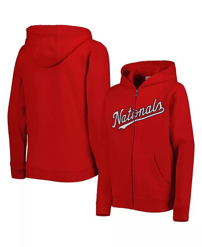 

Красная флисовая толстовка с молнией во всю длину и надписью Big Boys Washington Nationals Outerstuff