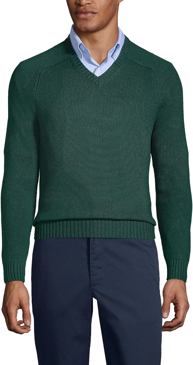 

Свитер V-образного выреза Lands' End School Uniform для молодых мужчин из хлопка и модала