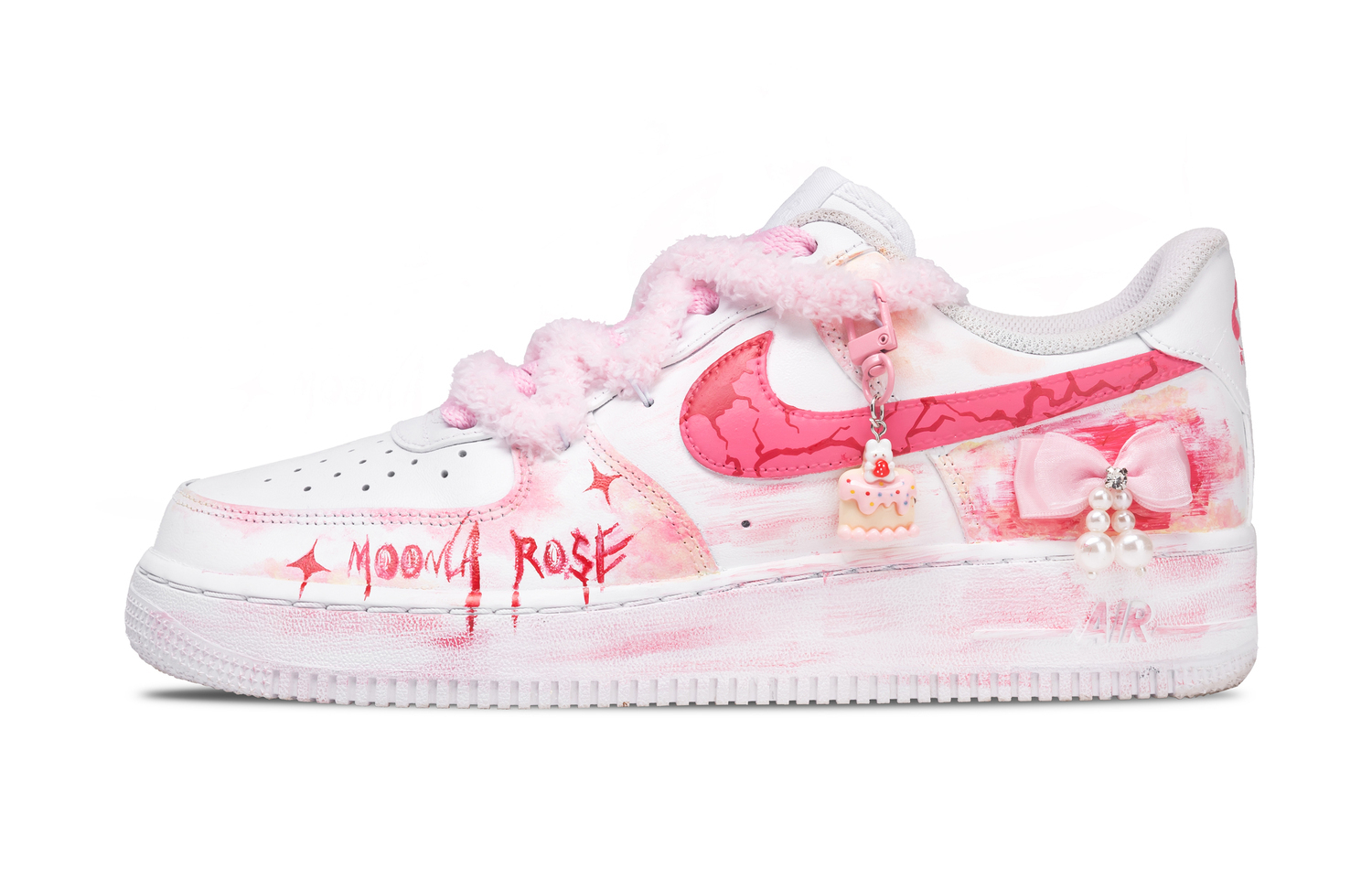 Nike Детские низкие кроссовки Air Force 1 Dish Dream из кожи с противоскользящей амортизацией и износостойкостью, розовые — фото 3