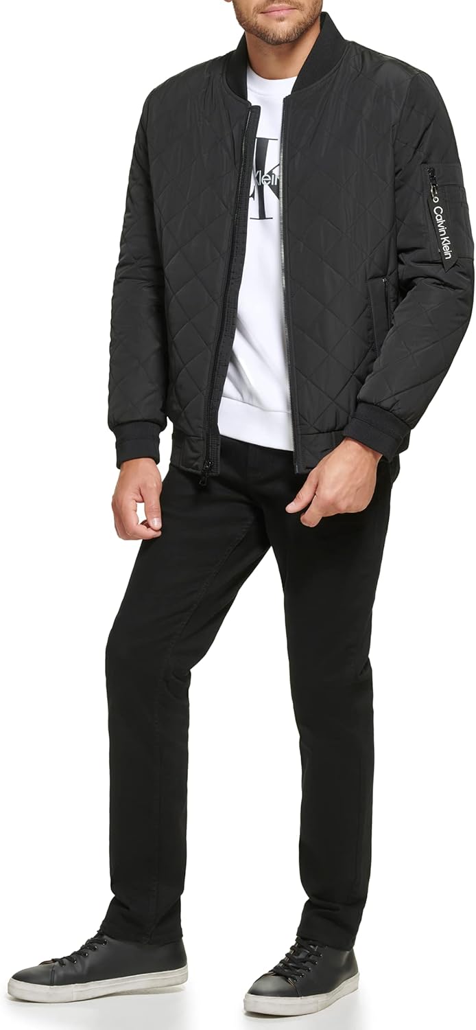 Мужская стеганая летная куртка Calvin Klein с молнией, Flight Black — фото 2