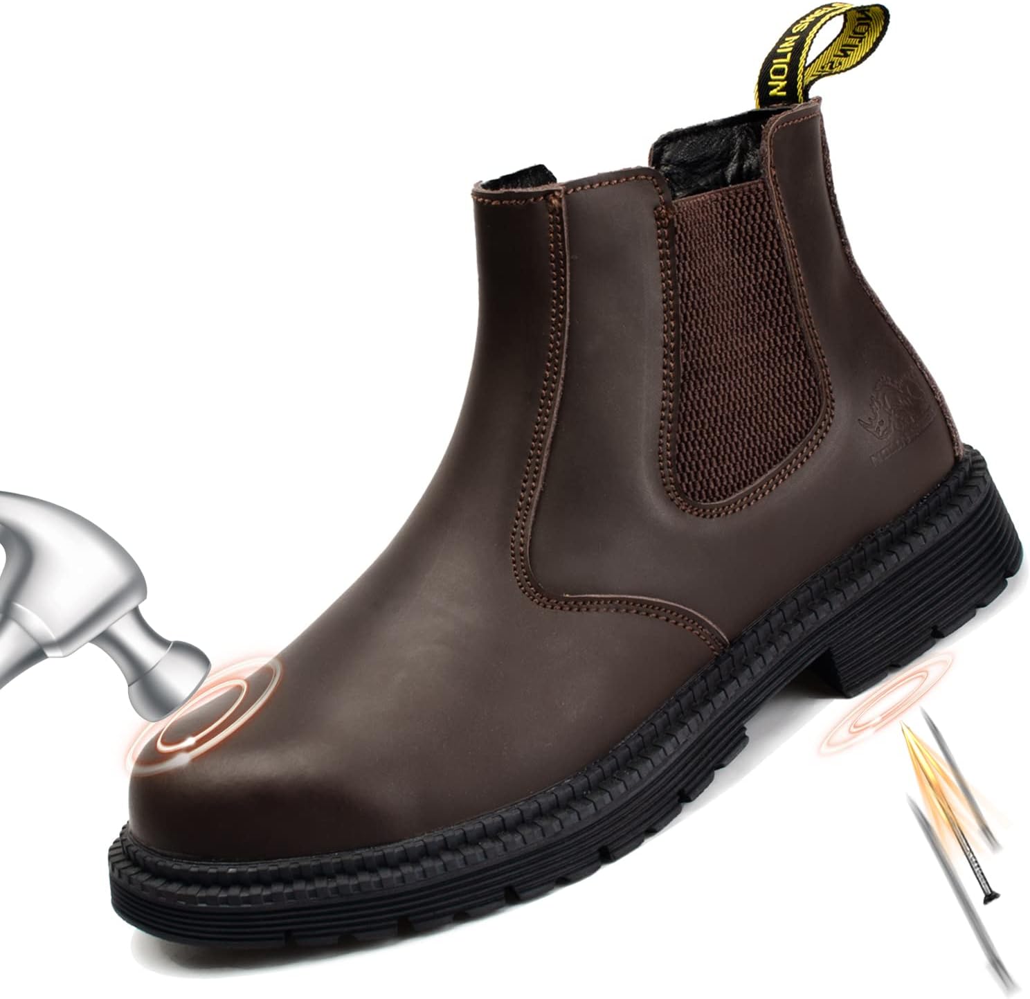 

Мужские рабочие ботинки NOLINSHIELD с стальным носком, водонепроницаемые, легкие, неразрушимые, с композитным носком, устойчивые к пробоям и скольжению, для работы на улице NOLINSHIELD NOLINSHIELD, коричневый