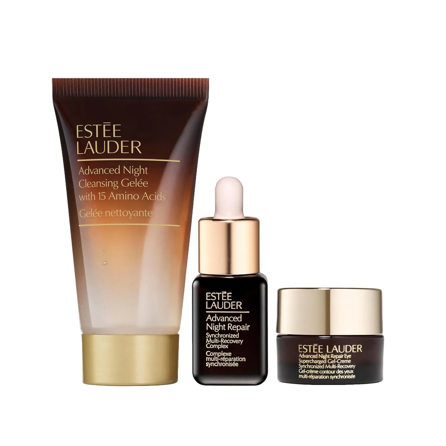 Набор для путешествий Estée Lauder Advanced Night Repair из 3 средств: очищающая пенка для лица 30 мл, сыворотка 7 мл, гель-крем для глаз 5 мл с гиалуроновой кислотой, Blue