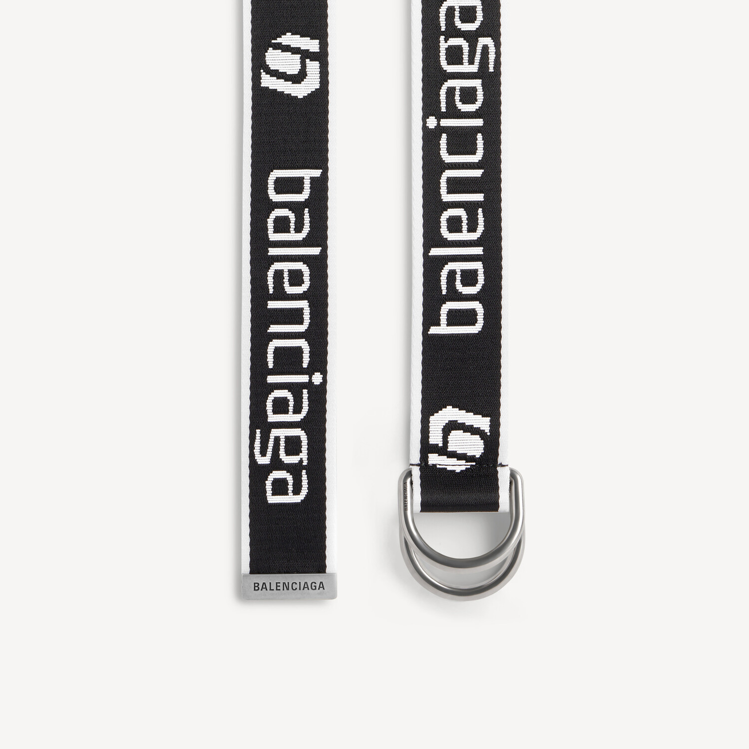 

BALENCIAGA Мужской ремень с D-образной пряжкой в черно-белом цвете