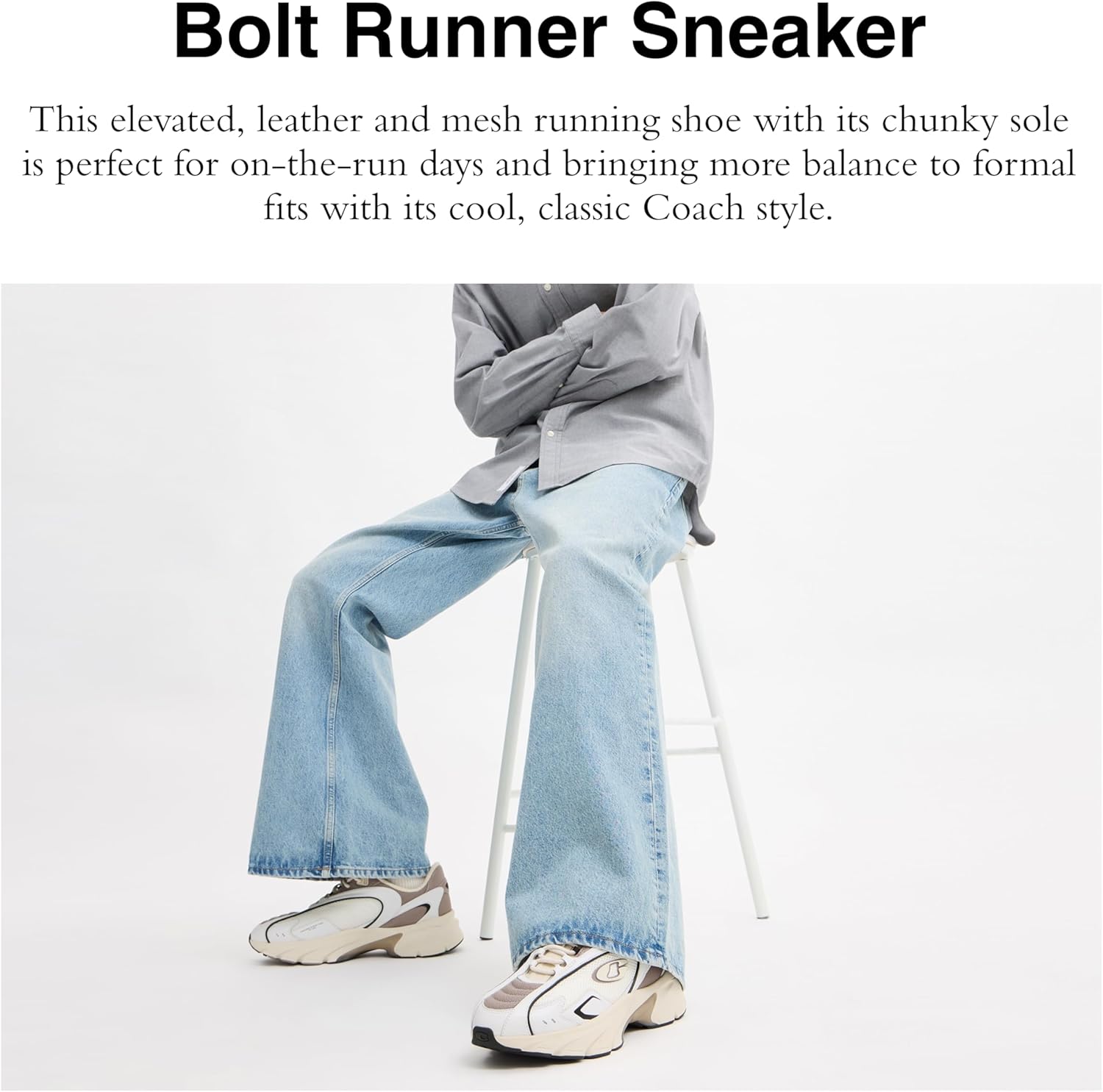 Кроссовки мужские Coach Bolt Runner, светло-серый — фото 2