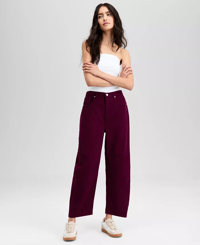 

Джинсы-бочонки с высокой талией Petite And Now This, красный