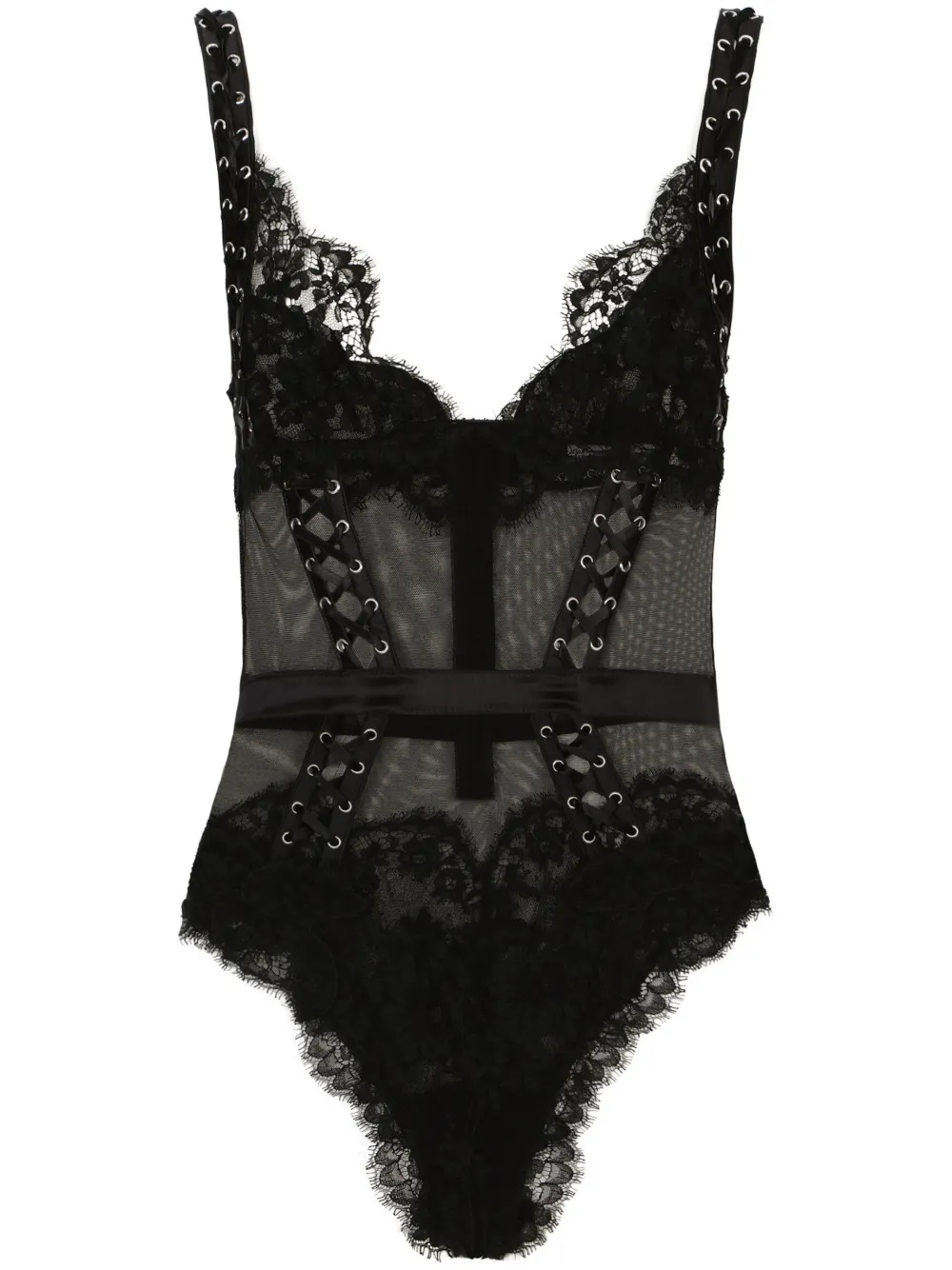 

Кружевное боди с V-образным вырезом DOLCE & GABBANA, черный