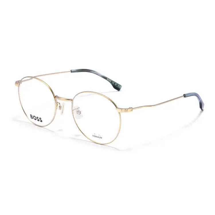 

HUGO BOSS Титановые круглые очки унисекс золотые, Gold