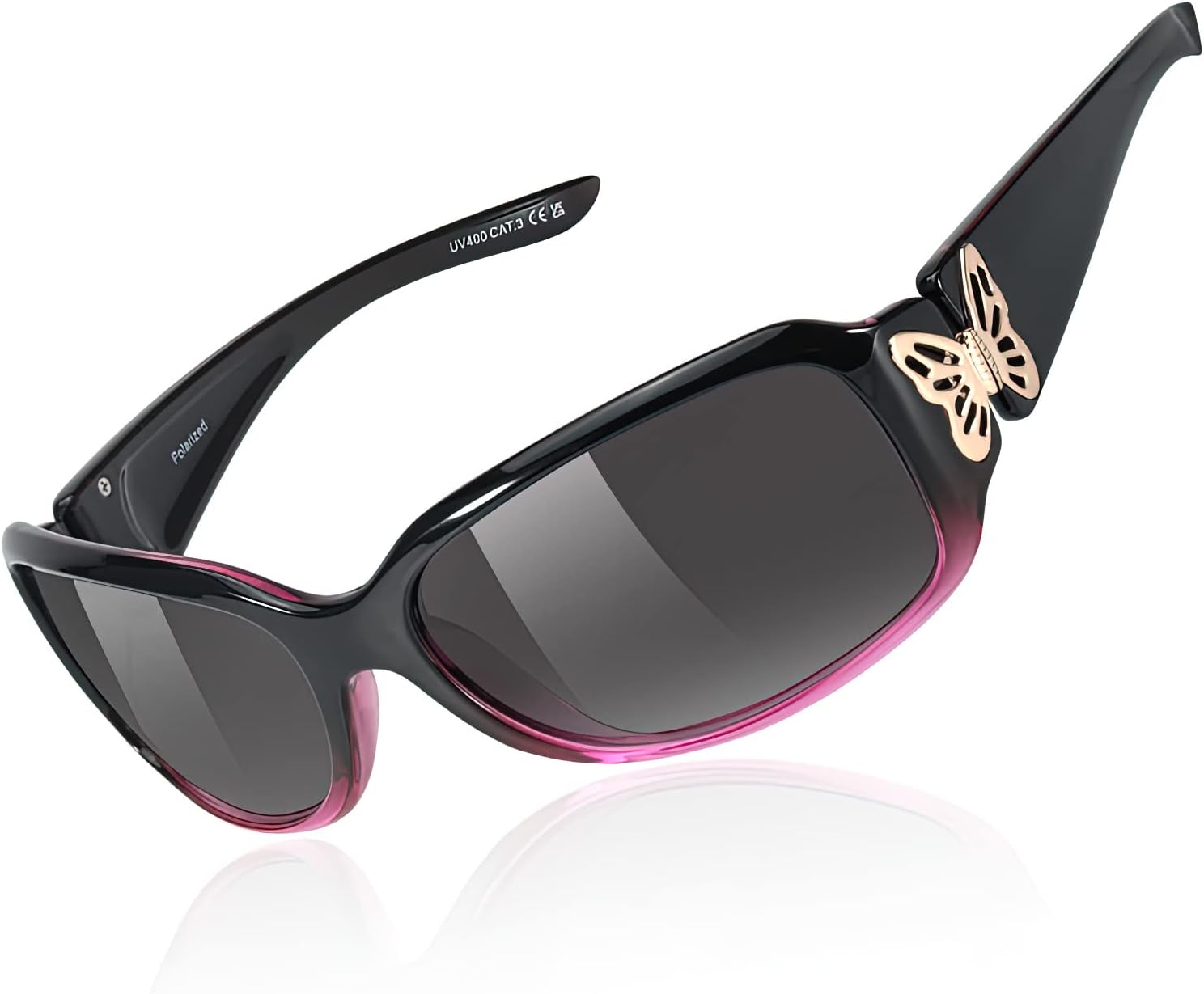 

Женские поляризованные солнцезащитные очки TJUTR с обтекаемым дизайном в виде бабочки, в модном стиле Jackie-O, обеспечивают защиту от УФ-излучения UV400, A7 Gradient Purple Frame Grey Lenses