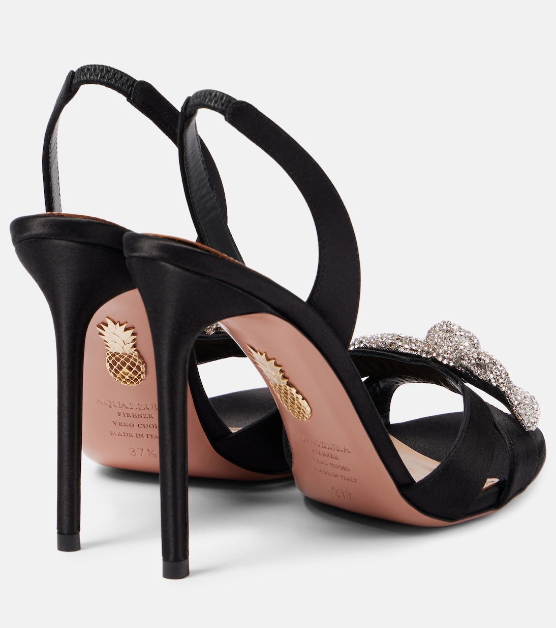 Босоножки из сатина с декором Very Bow Tie 105 Aquazzura, черный — фото 3