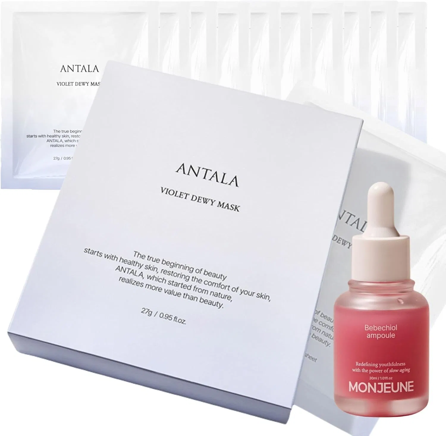 Набор Antala — Масок для лица Violet Concentrated с сывороткой Monjun Vebetiol, , 10 шт + 1 шт, гидрогелевая, увлажняющая