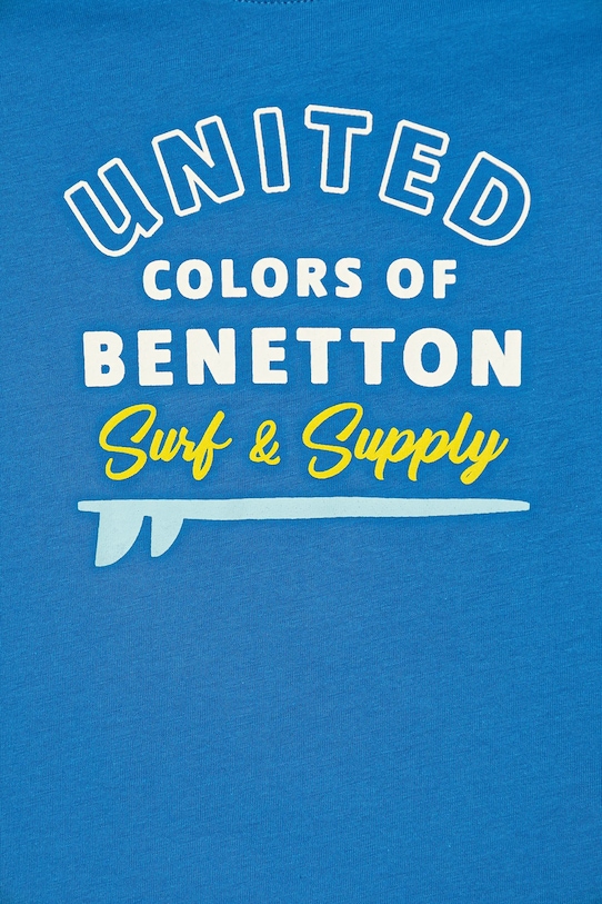Детская хлопковая футболка United Colors Of Benetton, синий — фото 2