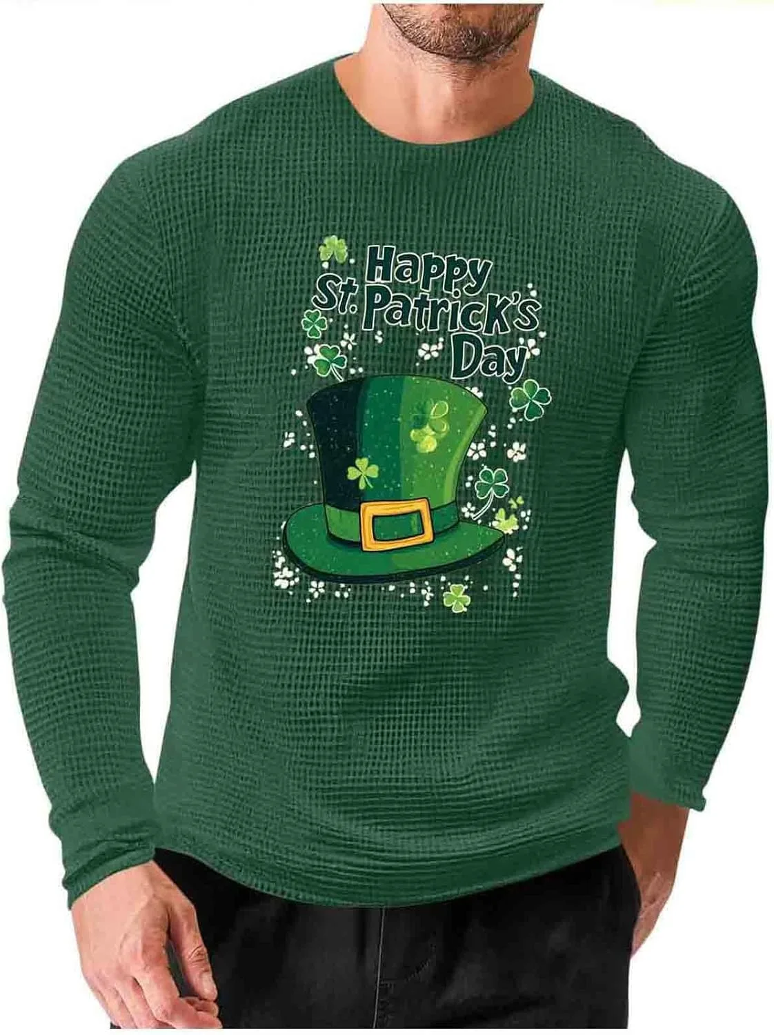 

Мужская футболка с длинным рукавом St. Patrick's Day с принтом трилистника Xiaojmake