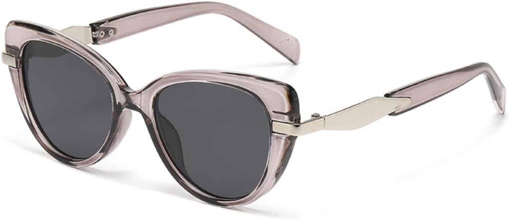 

Солнцезащитные очки с защитой от УФ-излучения UV400 | Панк-стиль "кошачий глаз" с металлическими дужками | для женщин и мужчин, для занятий спортом на открытом воздухе и вождения DSVIGF, Grey