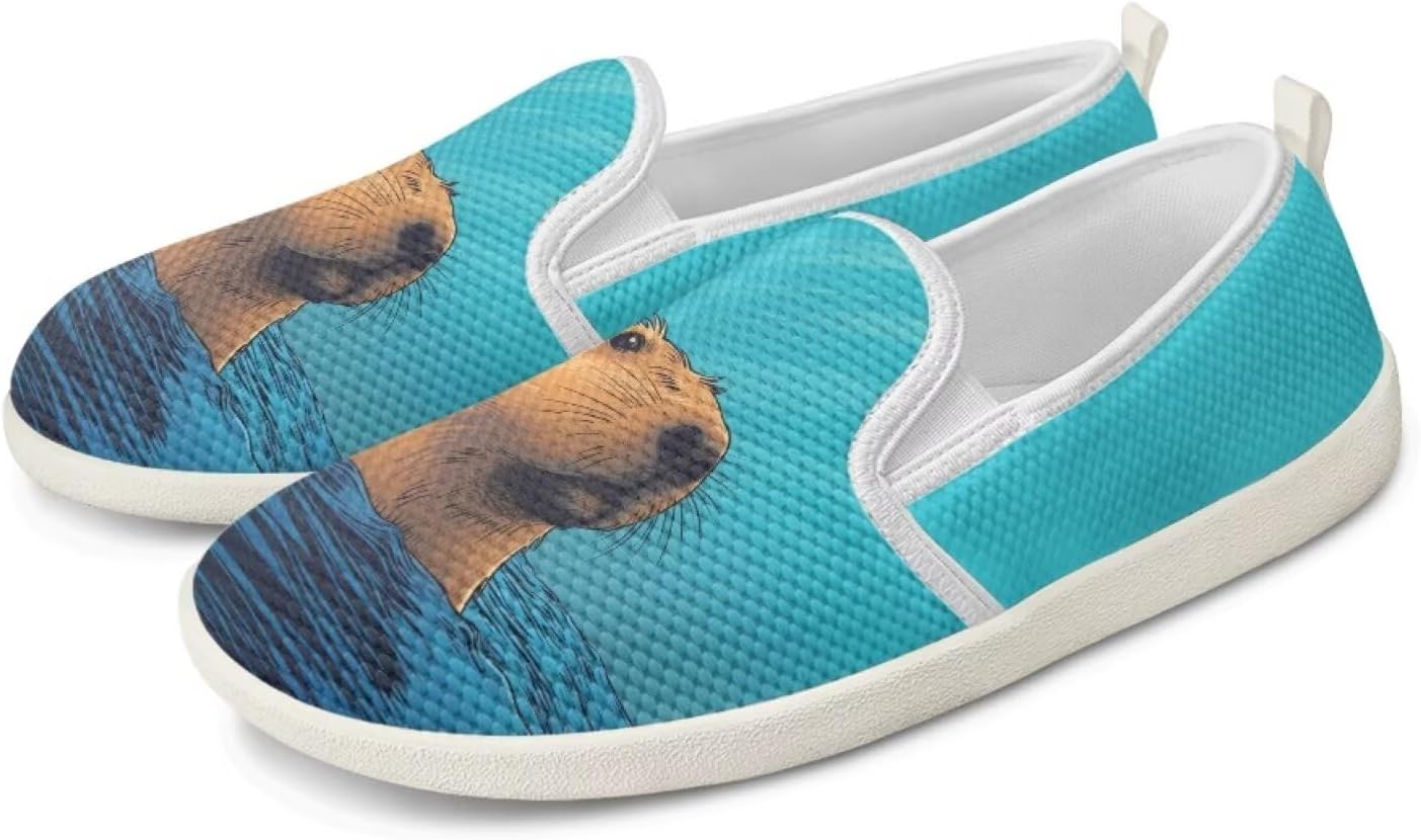 

Кроссовки JoyLamoria с сетчатым верхом и принтом капибары, эспадрильи без шнурков, с поддержкой свода стопы, для женщин и мужчин, для бега и ходьбы, легкие, Capybara