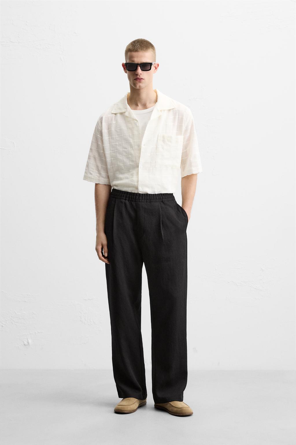 

Струящиеся брюки со складками ZARA, черный
