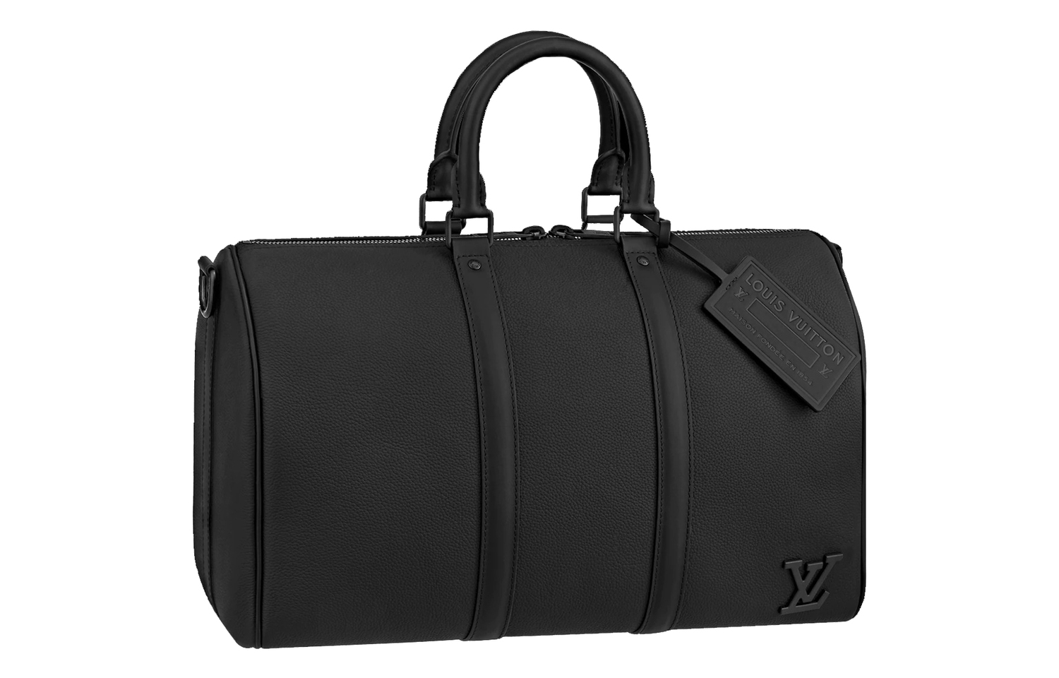 Сумка для путешествий Keepall Aerogram из кожи коровы через плечо на одно плечо мужская черная LOUIS VUITTON — фото 2