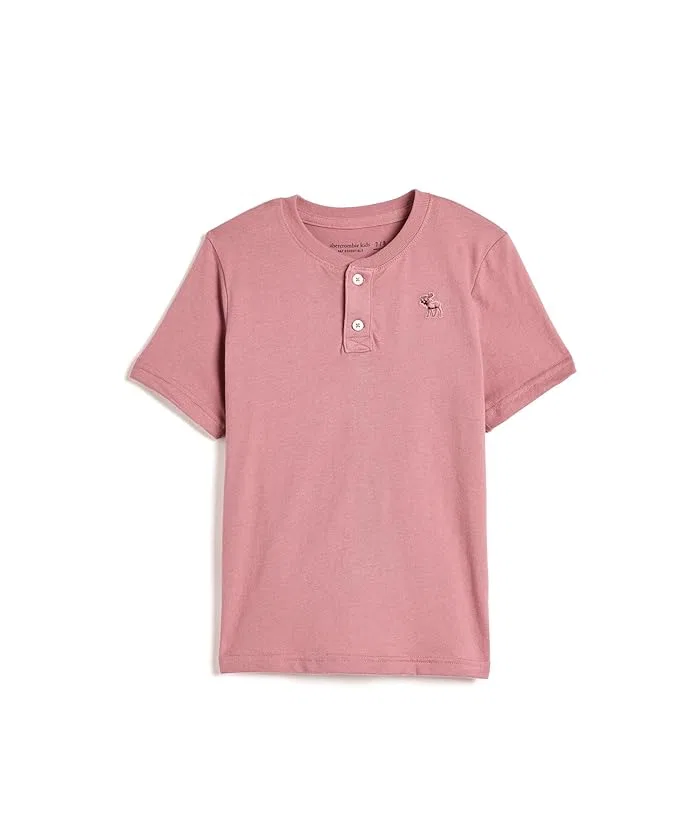 Футболка поло хлопковая Essential Henley Tee abercrombie kids, Dusty Rose