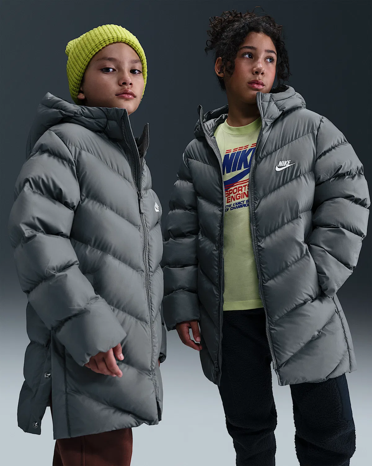 Детская куртка-пуховик Nike Sportswear All Day Play Therma-FIT, Smoke Grey/White