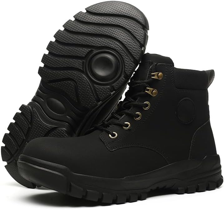 

Мужские ботинки с защитой от ударов и проколов, кроссовки с стальным носком, унисекс, водонепроницаемые, огнеупорные, цветочные ботинки Generic, черный