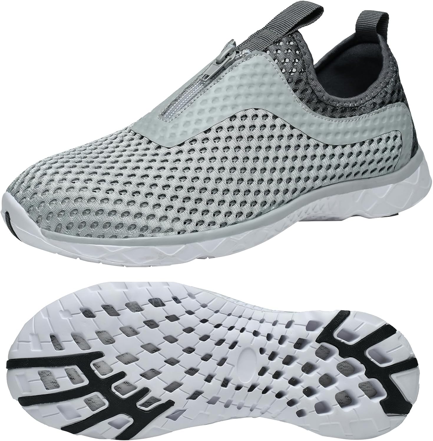 

Мужские водные кроссовки с быстрой сушкой, слив за 3 секунды и для плавания, походов, йоги Zhuanglin, светло-серый