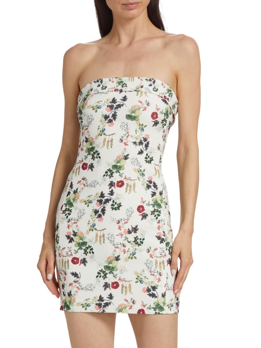 

Мини-платье Kelly Floral Crepe Alice + Olivia, цвет White Multicolor