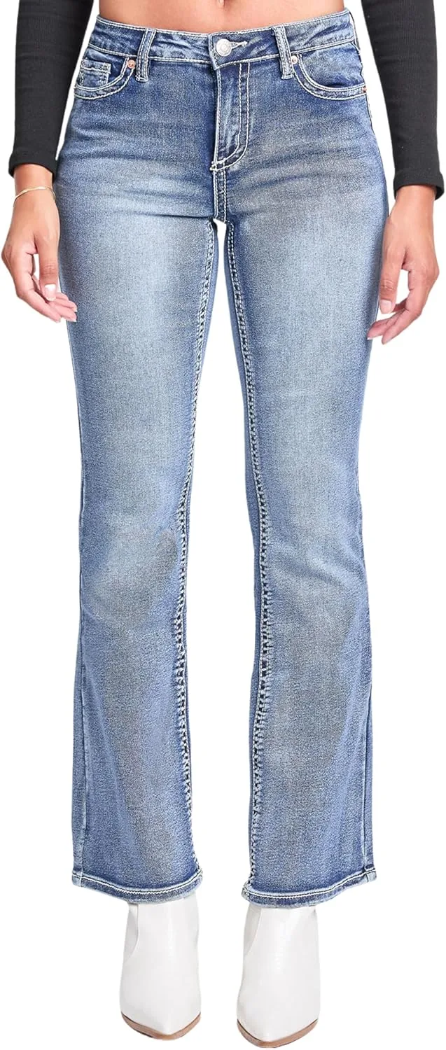 

YMI Women's Mid Rise Heavy Stitch Embroidered Bootcut