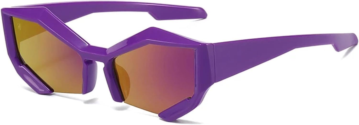 

Спортивные солнцезащитные очки «кошачий глаз» в полуободковой оправе для женщин и мужчин, роскошные панк-очки для женщин, маленькая оправа, солнцезащитные очки UV400 TKKTLLT, Purple Purple