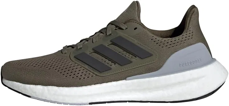 Мужские кроссовки Adidas Pureboost 23 для бега, Olive Strata Core Black Halo Silver