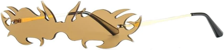 

Женские панк-солнцезащитные очки без оправы 2027 года, модные коричнево-розовые безрамочные солнцезащитные очки, уникальные женские очки-сиамские очки MTZJH, Brown