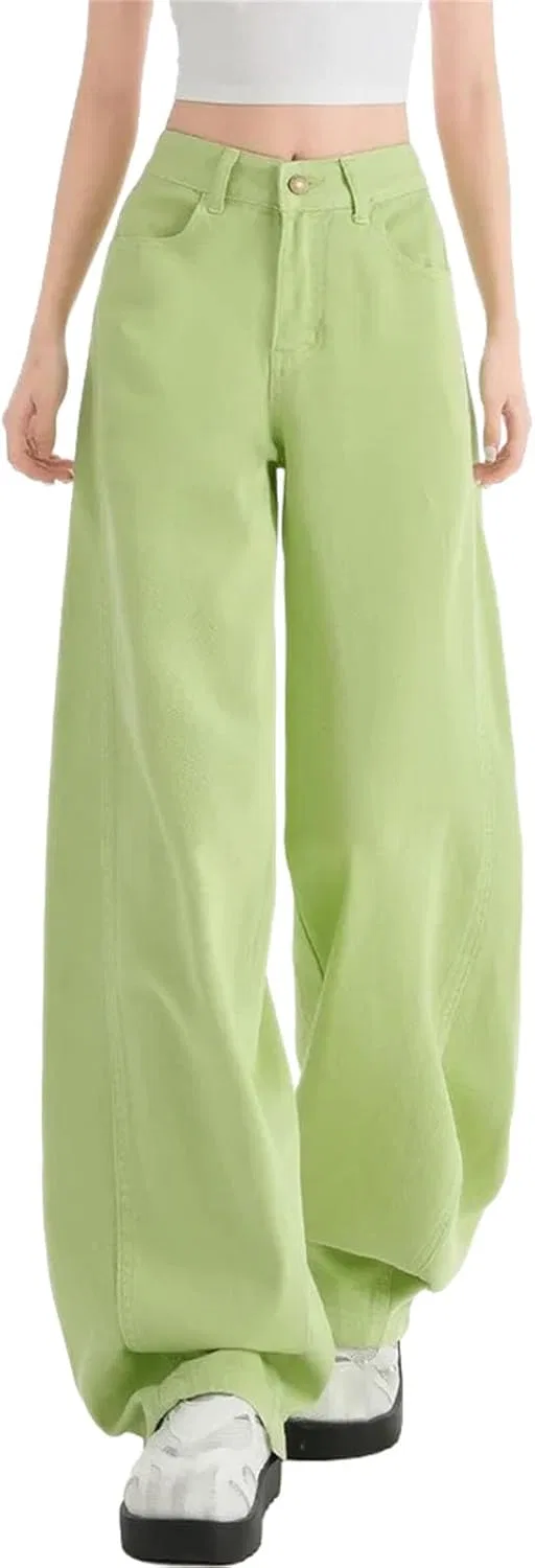 Джинсы свободные, Straight Baggy, зеленый