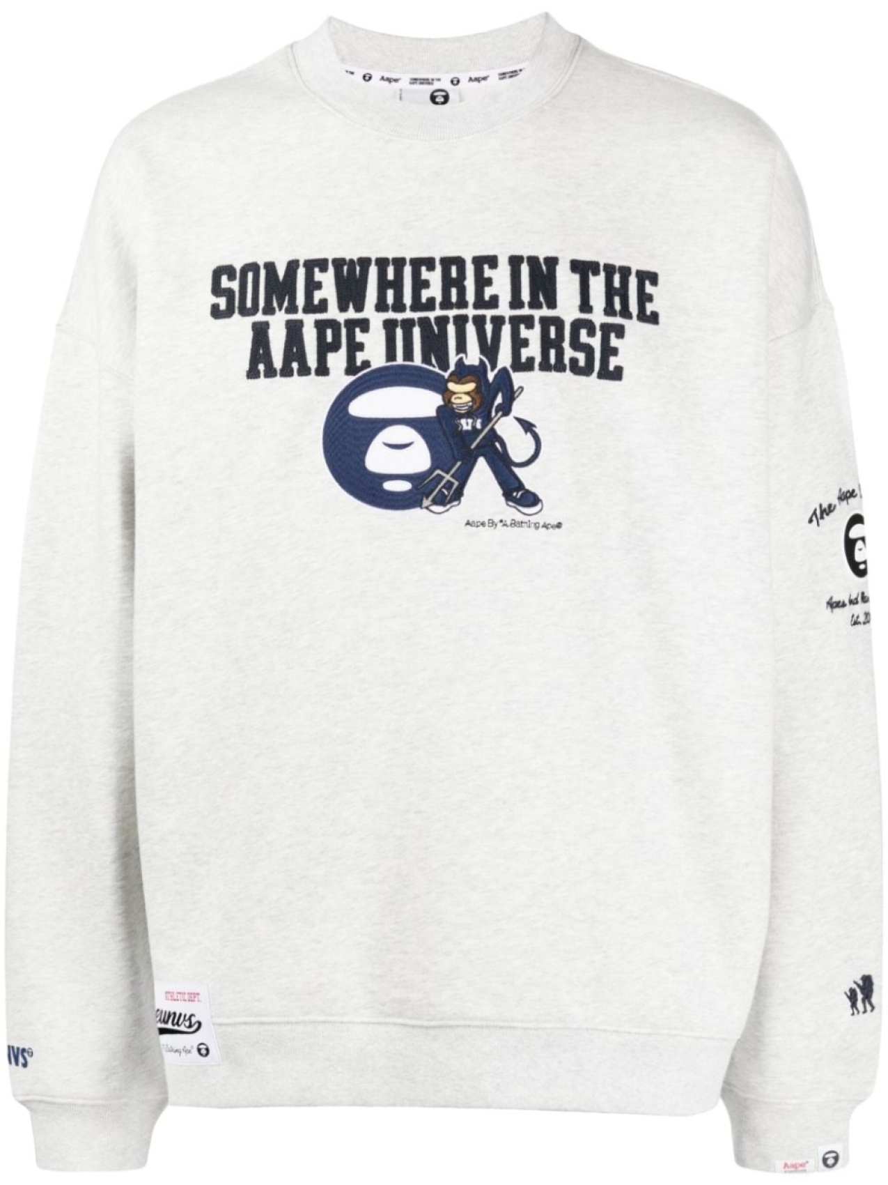 

AAPE BY *A BATHING APE толстовка из джерси с вышитым логотипом, серый