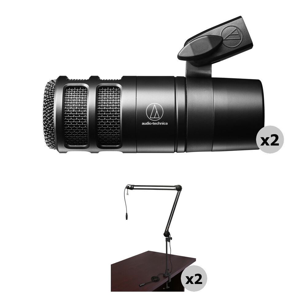 

Комплект микрофона Audio-Technica AT2040 для подкастов на 2 человека с вещательными держателями