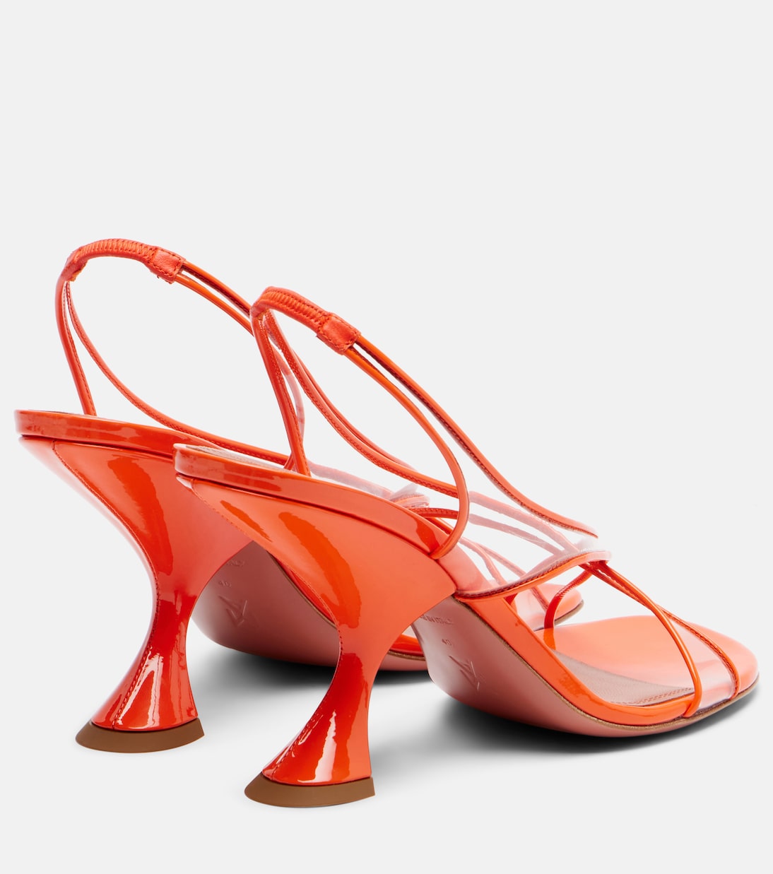 Лена 90 сандалии из ПВХ и лаковой кожи Amina Muaddi, Orange Transparent — фото 2
