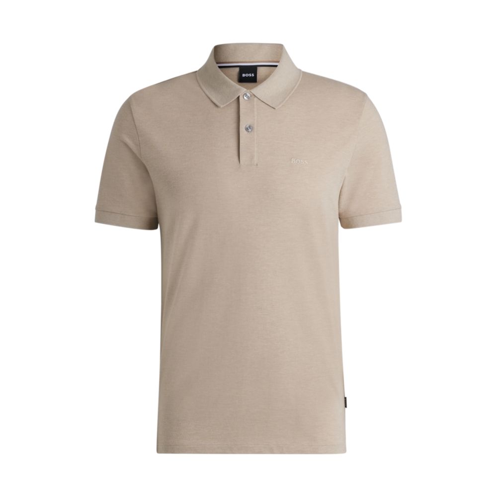 

Рубашка-поло Pallas Regular-fit из хлопка с вышитым логотипом BOSS, светло-бежевый