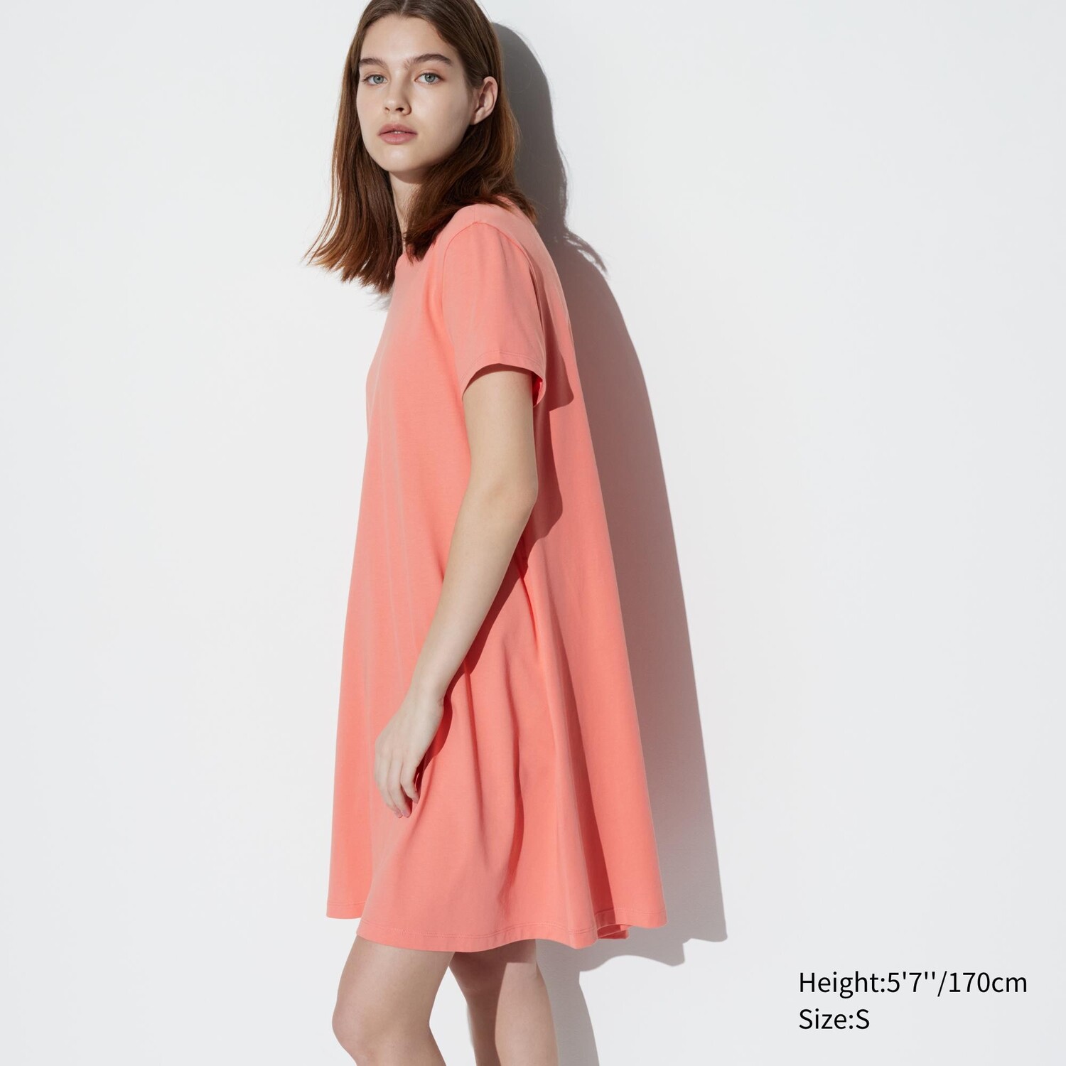 

Мини-платье из хлопка airism с короткими рукавами UNIQLO, светло-оранжевый