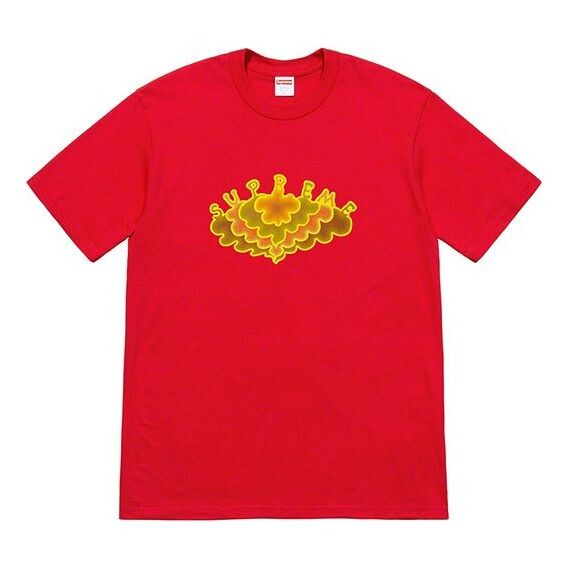

Футболка ss19 cloud tee clouds pattern short sleeve red Supreme, красный