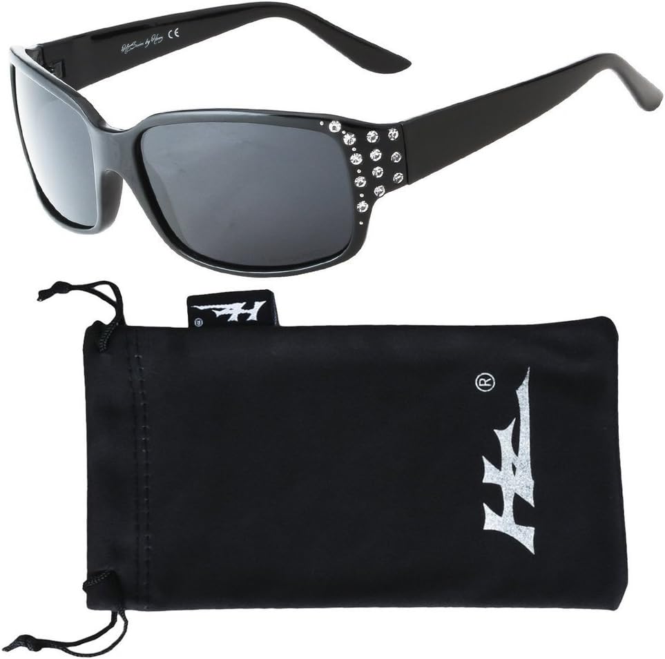 

Поляризованные солнцезащитные очки для женщин - Премиальные модные солнцезащитные очки - Дизайнерские солнцезащитные очки для женщин серии HZ Diamante Hornz, Midnight Black