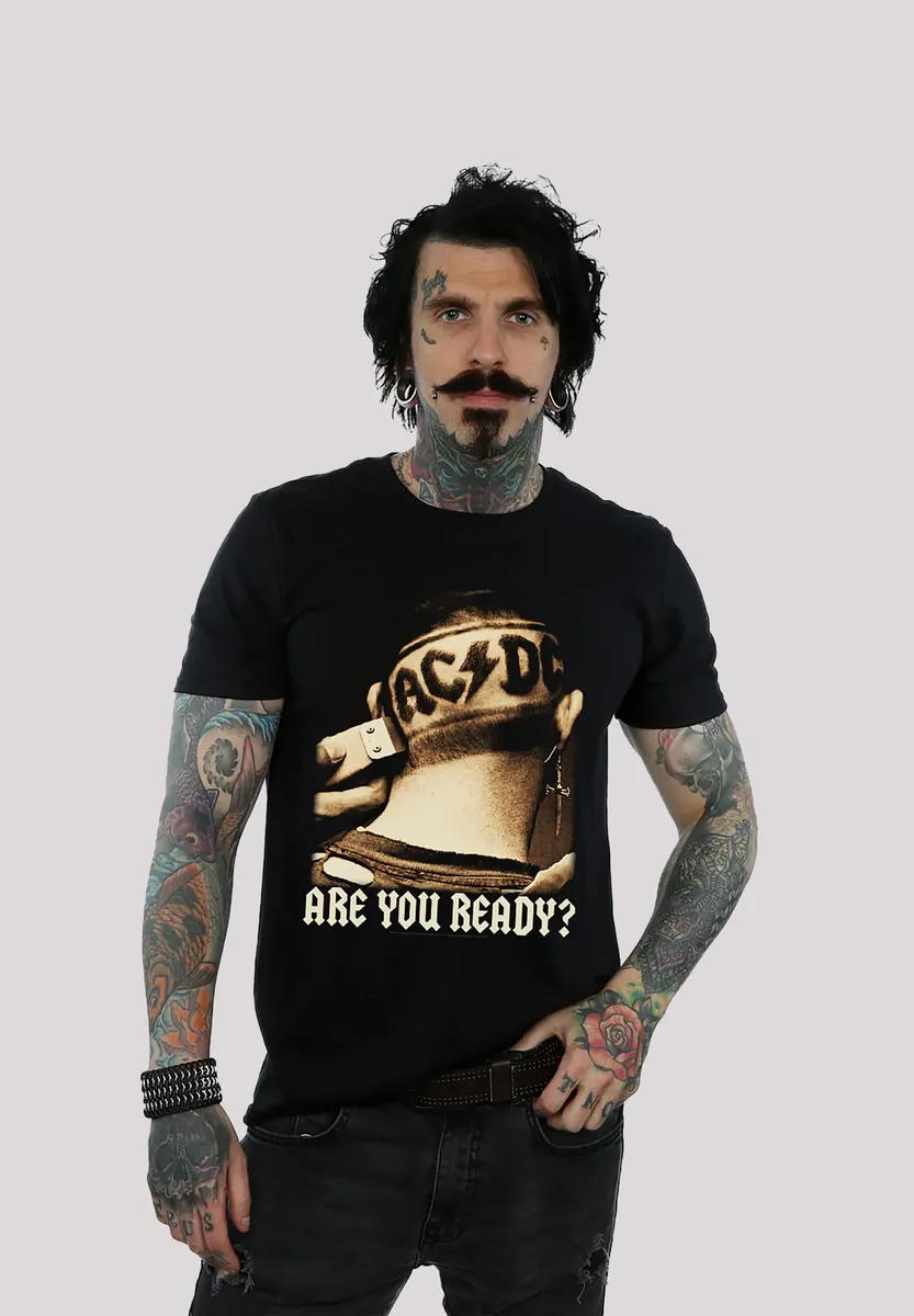 

Футболка F4NT4STIC "ACDC Are You Ready, бритье для детей и мужчин", принт, черный