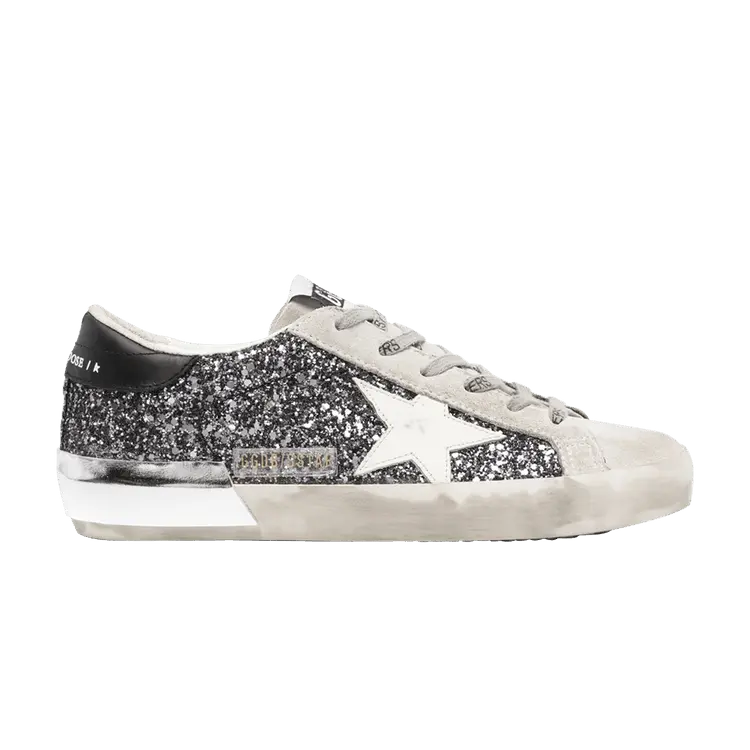 

Кроссовки Golden Goose Wmns Superstar Silver Black Glitter, серый