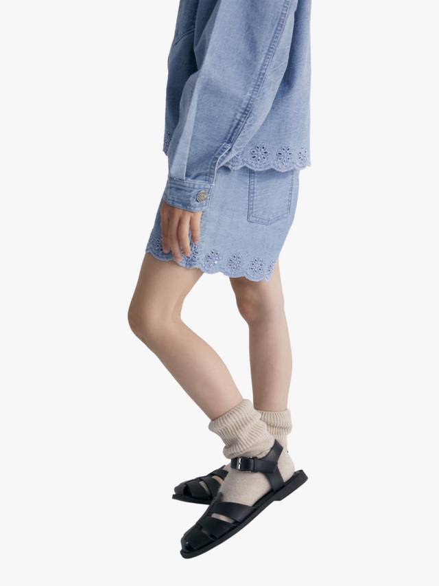 Детские хлопковые джинсовые шорты Niobe с вышивкой The New Society, Denim — фото 4