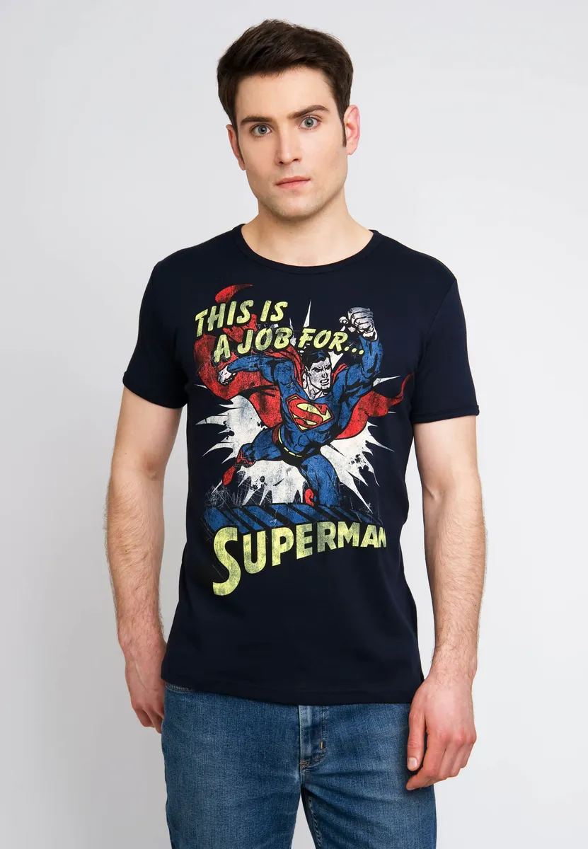 

Футболка Logoshirt "Супермен", с повседневным винтажным принтом, синий