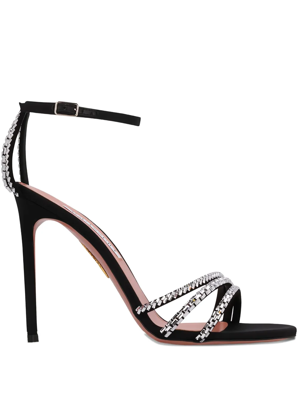 Декорированные босоножки Milagros на шпильке Aquazzura, черный