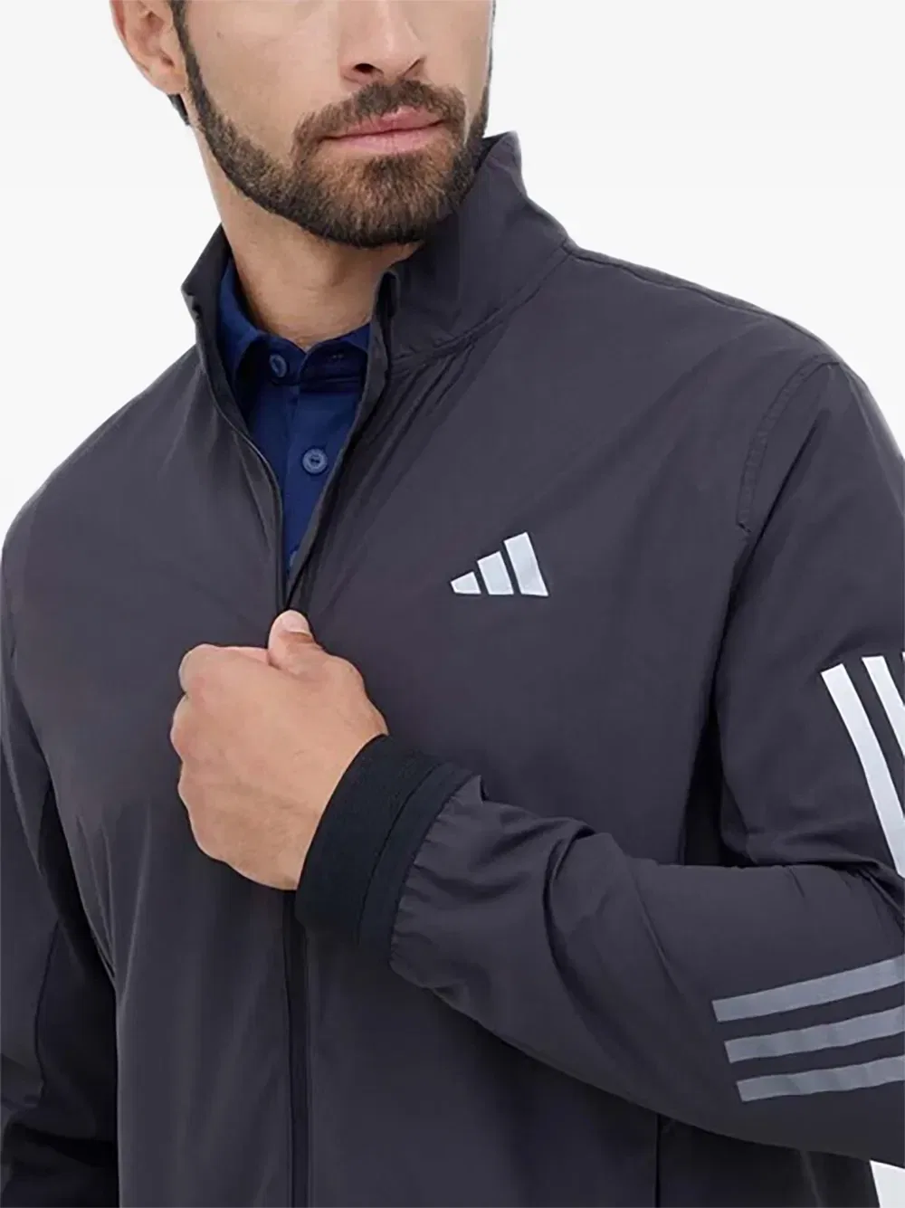 Ветровка на молнии с боковыми полосками adidas, черный — фото 4