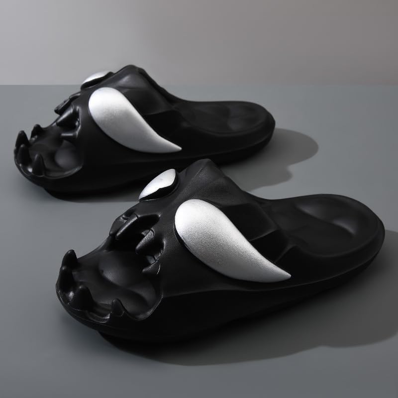 FSwinder Skull Ghost Slides, спортивные сандалии, противоскользящие облачные тапочки для мужчин и женщин, удобные домашние туфли с открытым носком, домашние туфли для открытого пальца, Хэллоуин Skull Slides, толстые мягкие туфли для душа, черный — фото 4