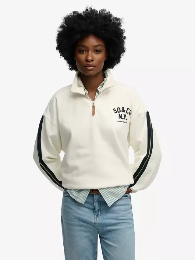 Куртка Country Club с аппликацией и половинной молнией, кремового цвета Superdry