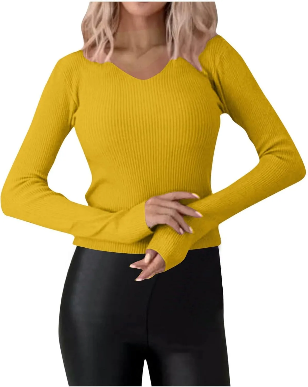 

Свитер V-образным вырезом для базового гардероба KAJXZ